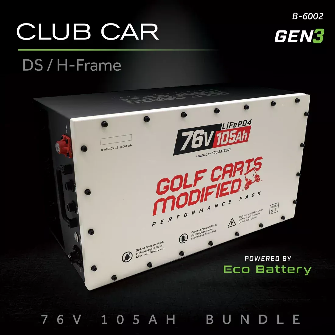 Eco Battery 76V 105Ah Lithium Golf Cart Battery Bundle - Club Car DS A-Frame Gen3