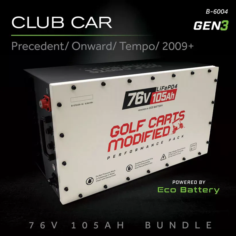 Eco Battery 76V 105Ah Lithium Golf Cart Battery Bundle - Club Car Precedent/Onward/Tempo Gen3