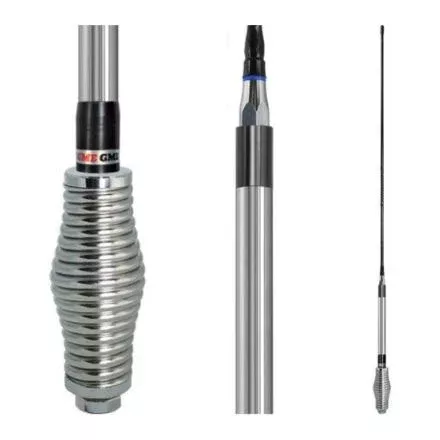 GME UHF Elevated Feed Antenna, Black 6.6dBi Barrel Style Spring
