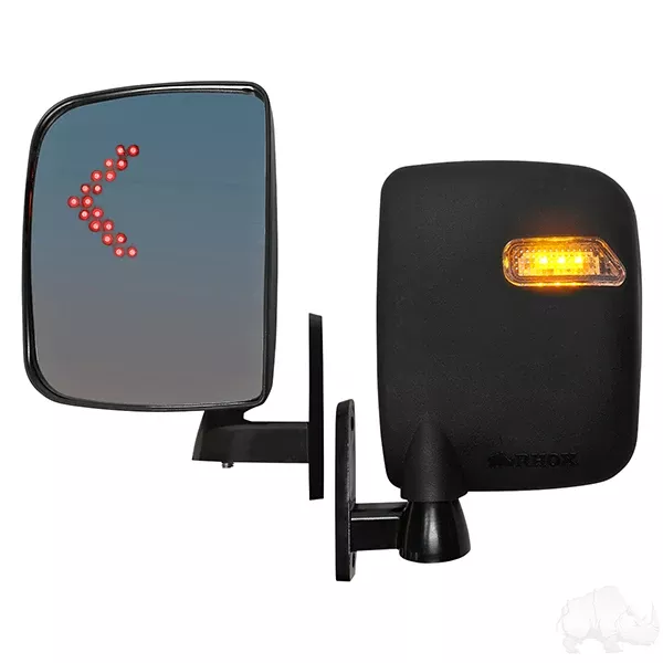 Golf Cart Deluxe LED Golf Cart Side Mirror Set Running Turn Signal Lights