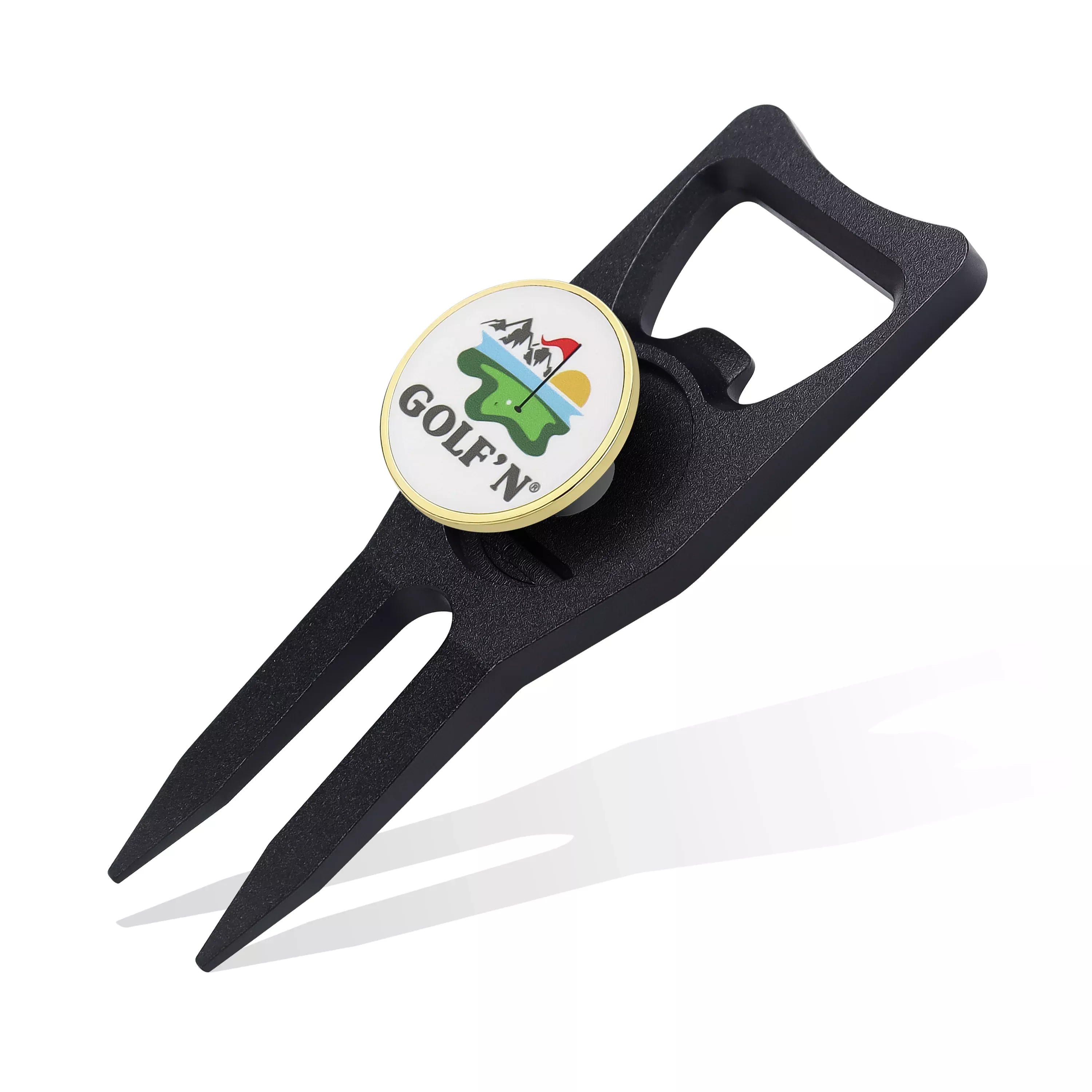 Golf'N Aluminum Golf Ball Marker Divot Repair Tool - Magnetic Ball Marker, Groove Cleaner & Bottle Opener - Essential Golf Divot Tool for Golfers, Sleek Design