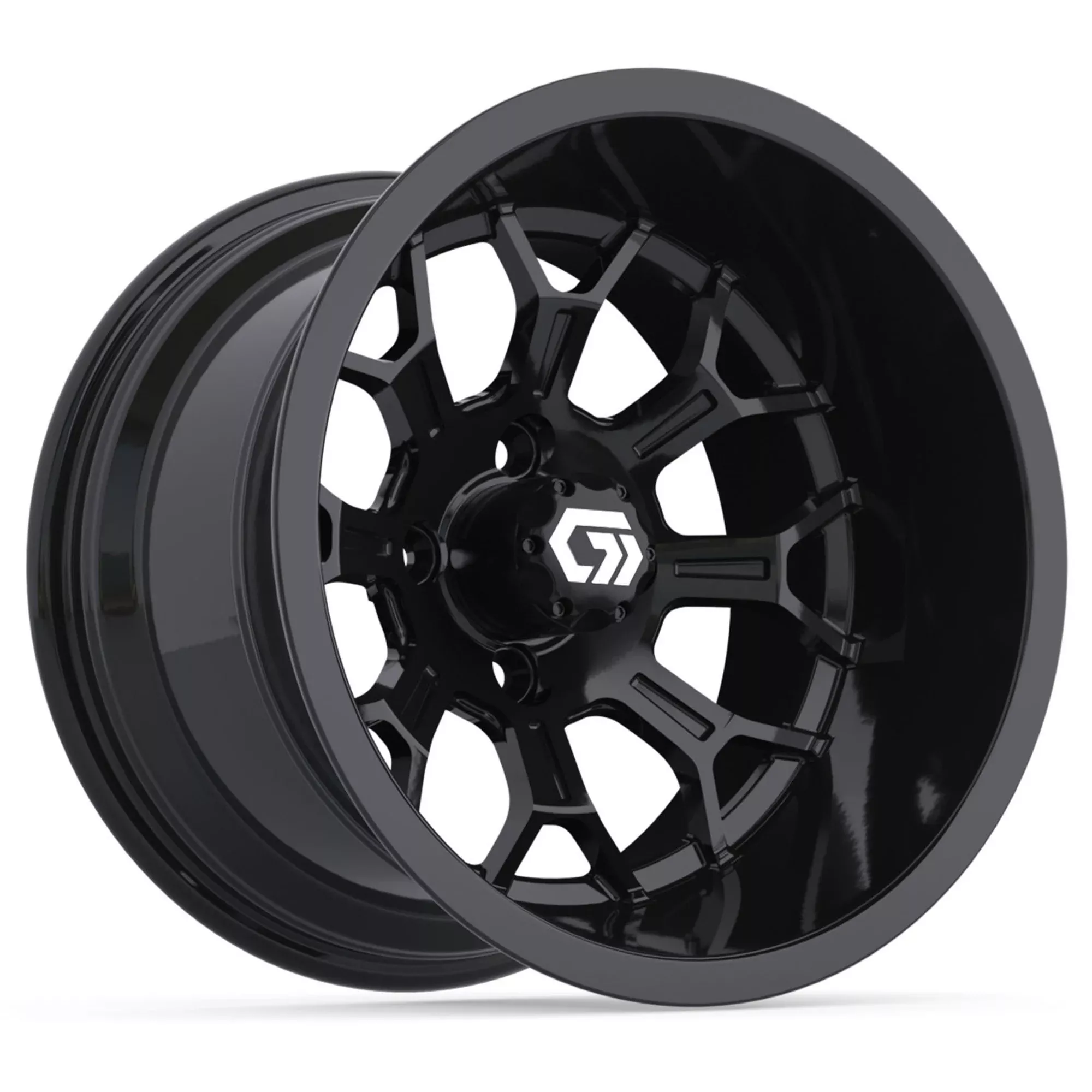 GTW Assault Gloss Black 14" Golf Cart Wheel | Deep Dish