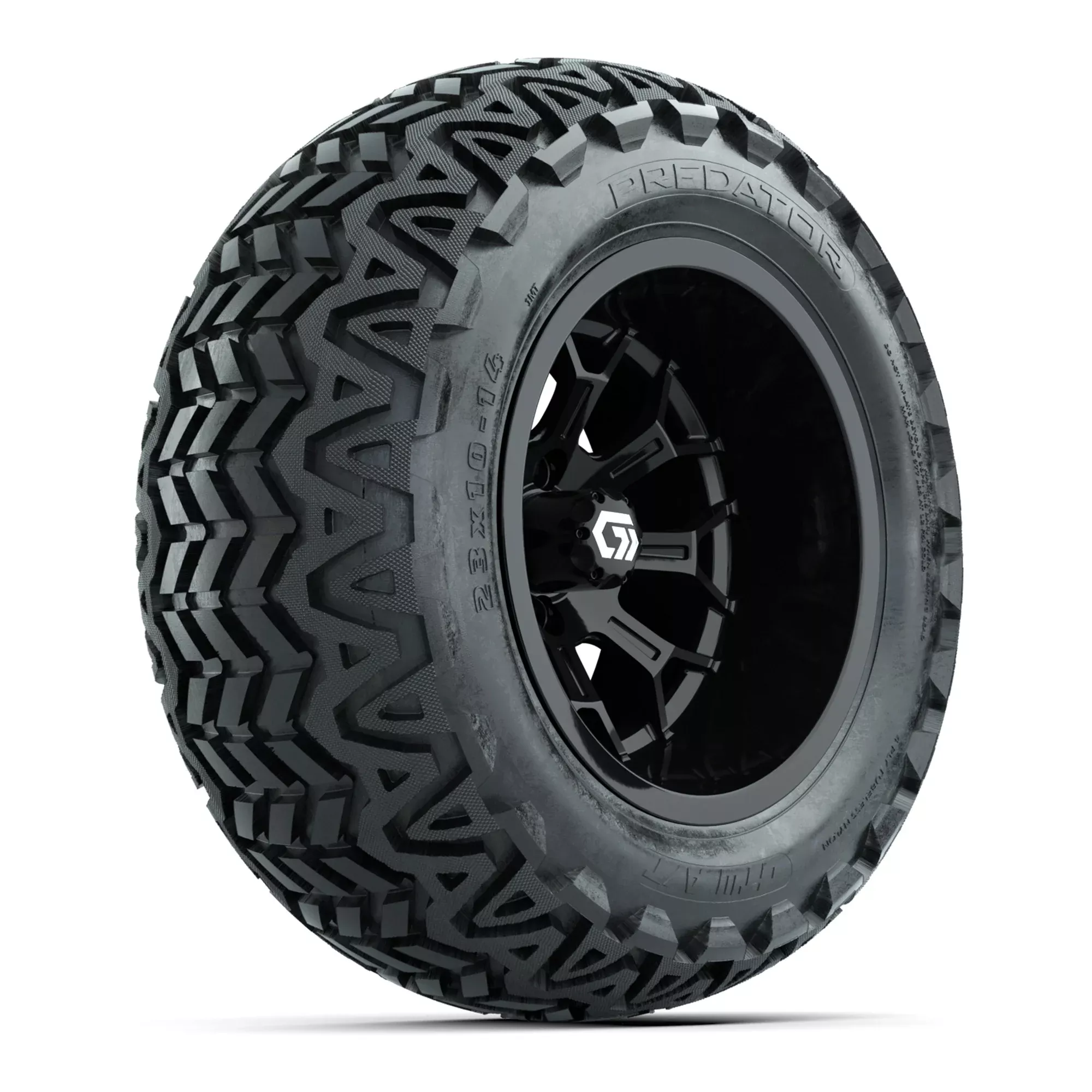 GTW Assault Gloss Black 14" Wheels with 23X10-14 Predator All-Terrain Tires - Full Set
