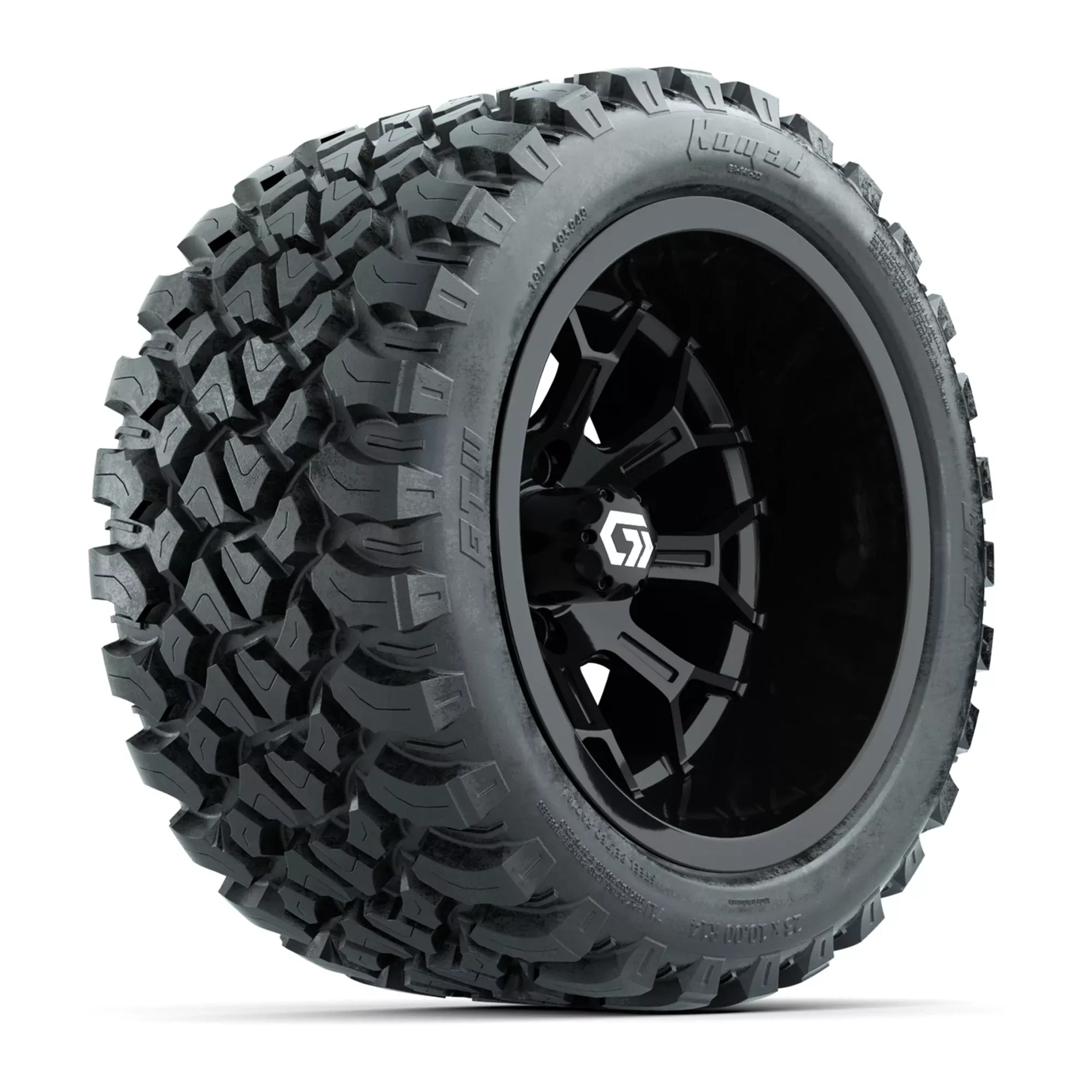 GTW Assault Gloss Black 14" Wheels with 23X10-R14 Nomad Steel Belt Radial All-Terrain Tires - Full Set