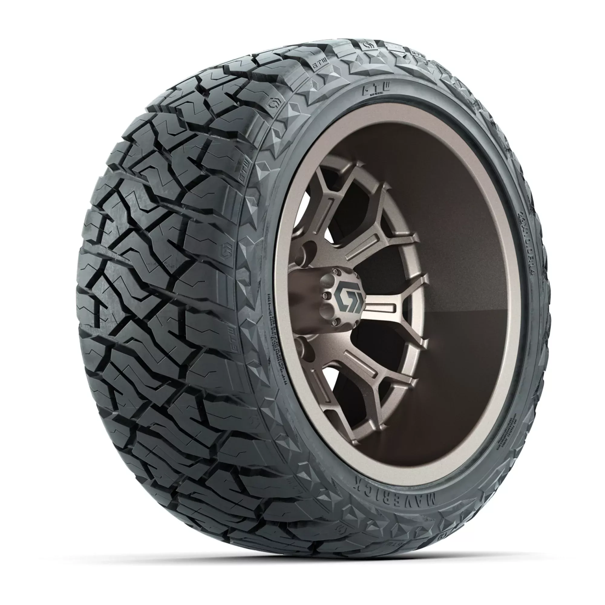 GTW Assault Matte Bronze 14" Wheels with 23X10-R14 Maverick Steel Belted Radial All-Terrain Tires - Full Set