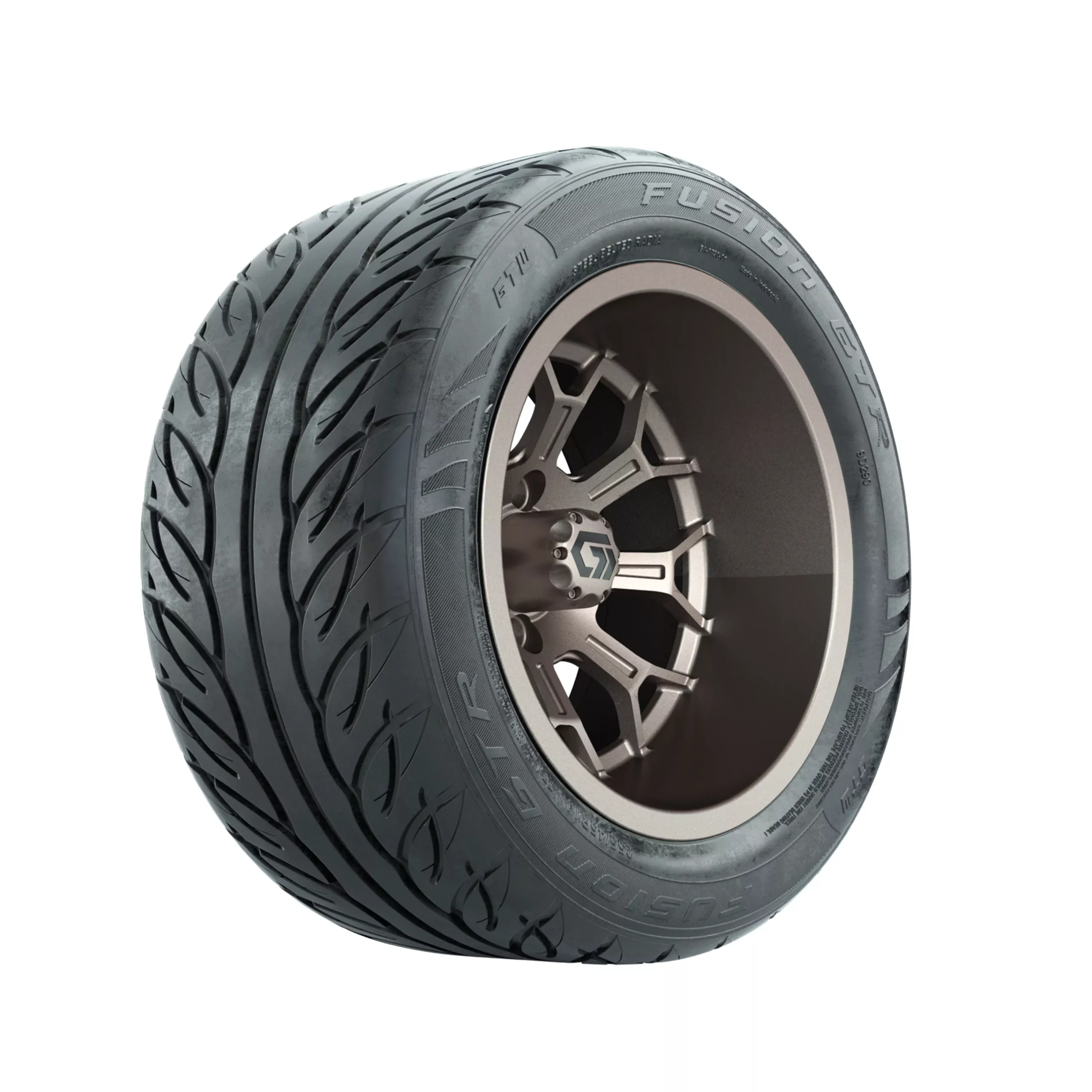 GTW Assault Matte Bronze 14x9 Wheels with 255/45-R14 Fusion GTR Steel Belt Radial Street Tires – Full Set