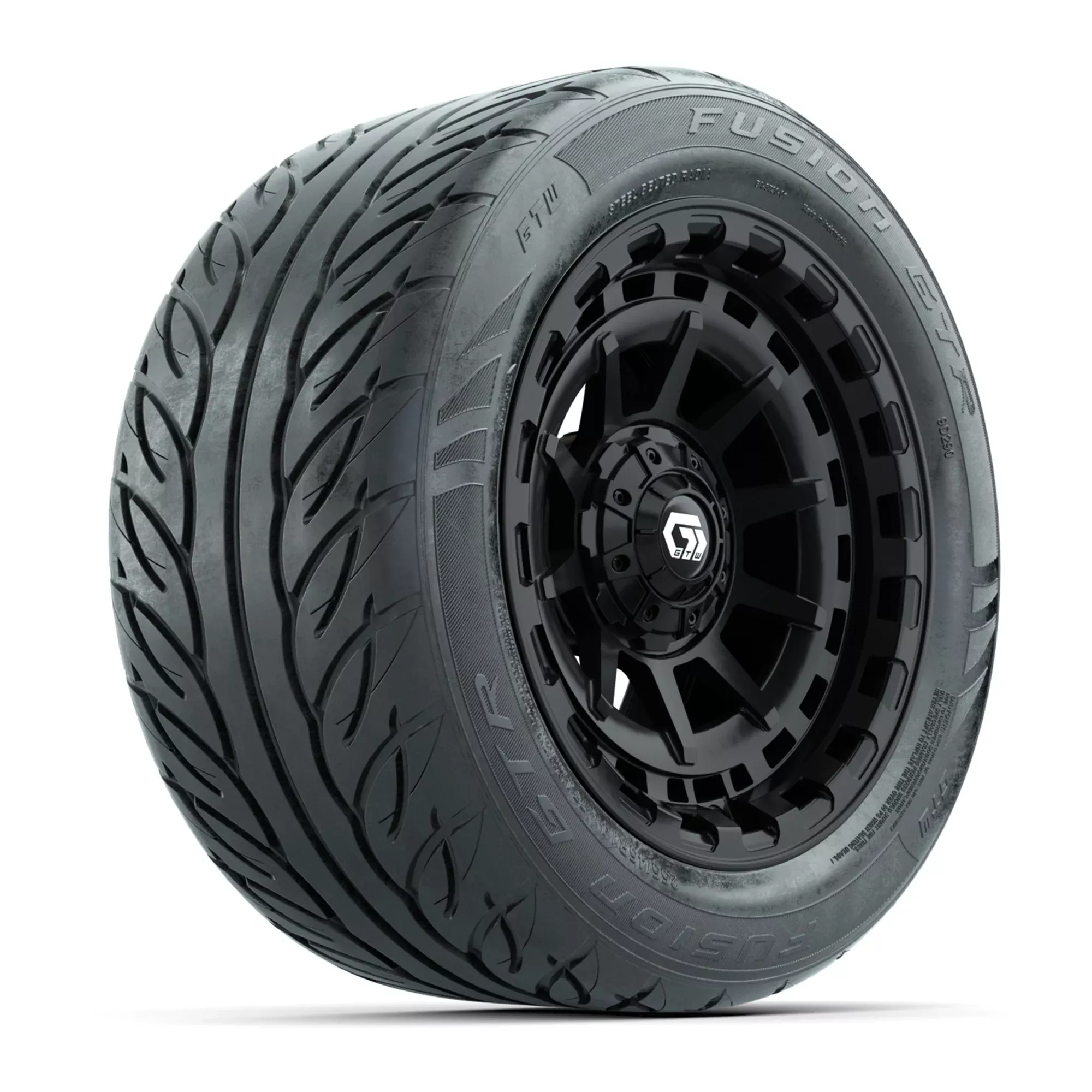 GTW Barricade Black 14" Wheels & 255/45-R14 Fusion GTR Street Tires – Set of 4