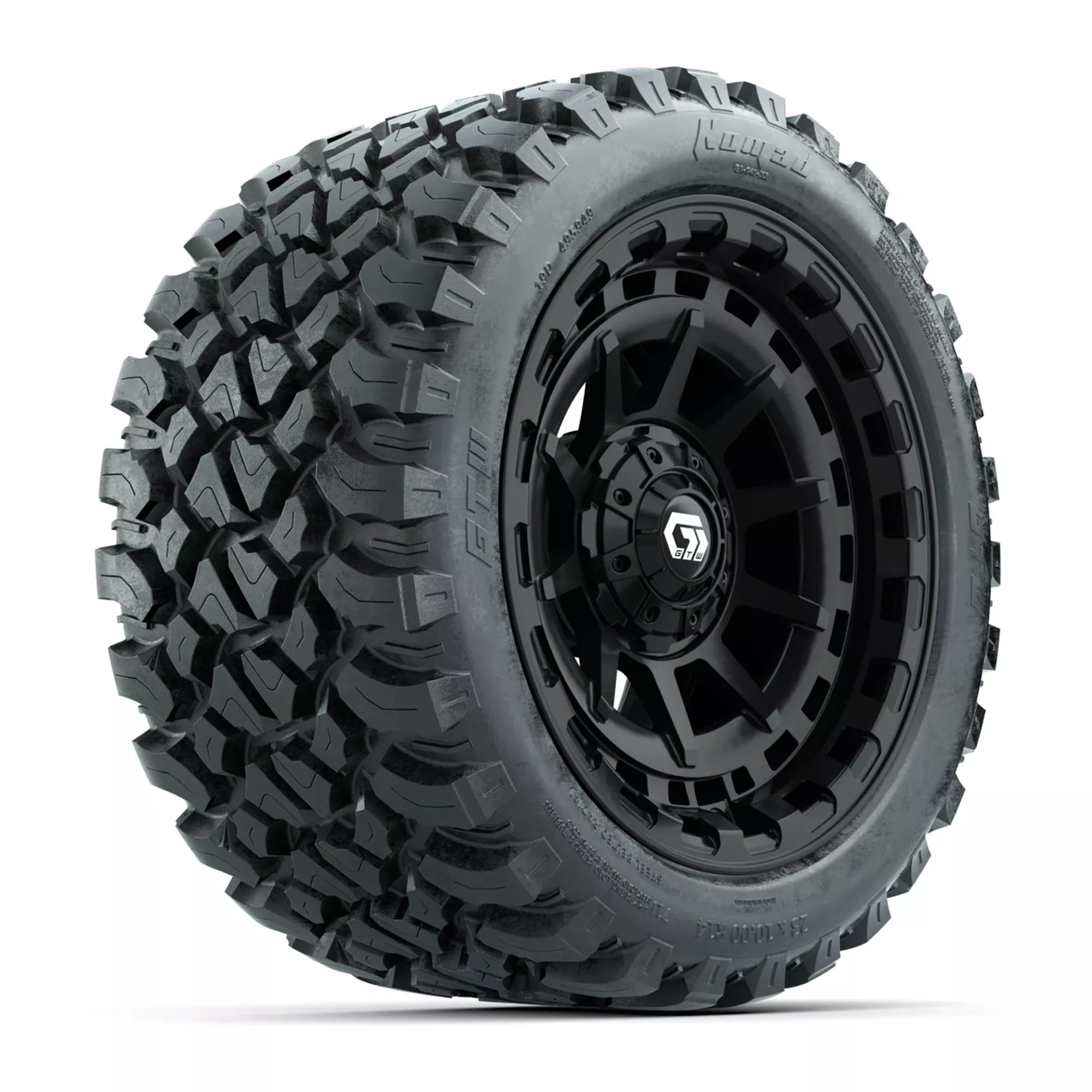 GTW Barricade Black 14" Wheels with 23x10-R14 Nomad Steel Belt Radial All-Terrain Tires – Set of 4