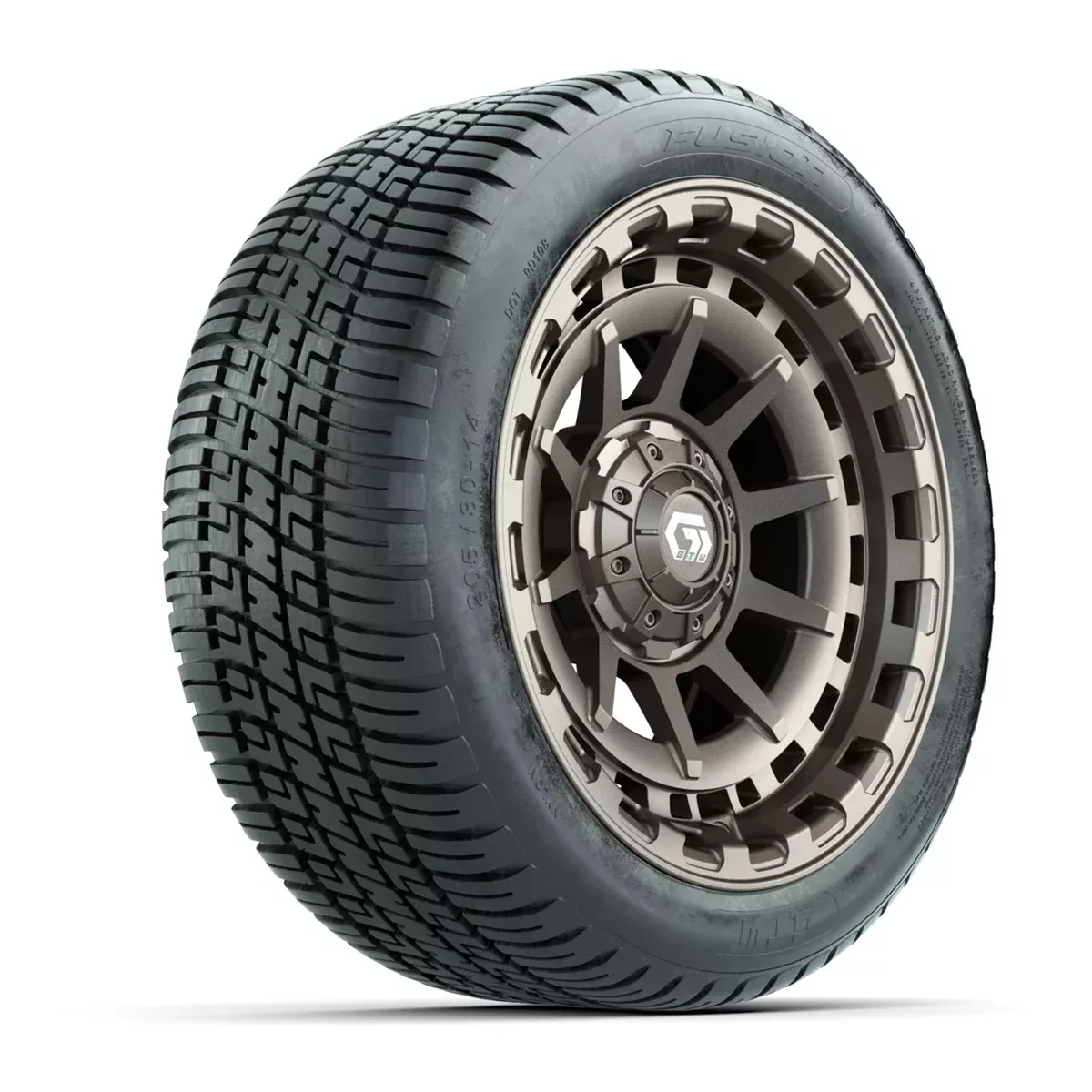 GTW Barricade Satin Bronze 14 in Wheels with 205/30-14 Fusion Street Tires Full Set