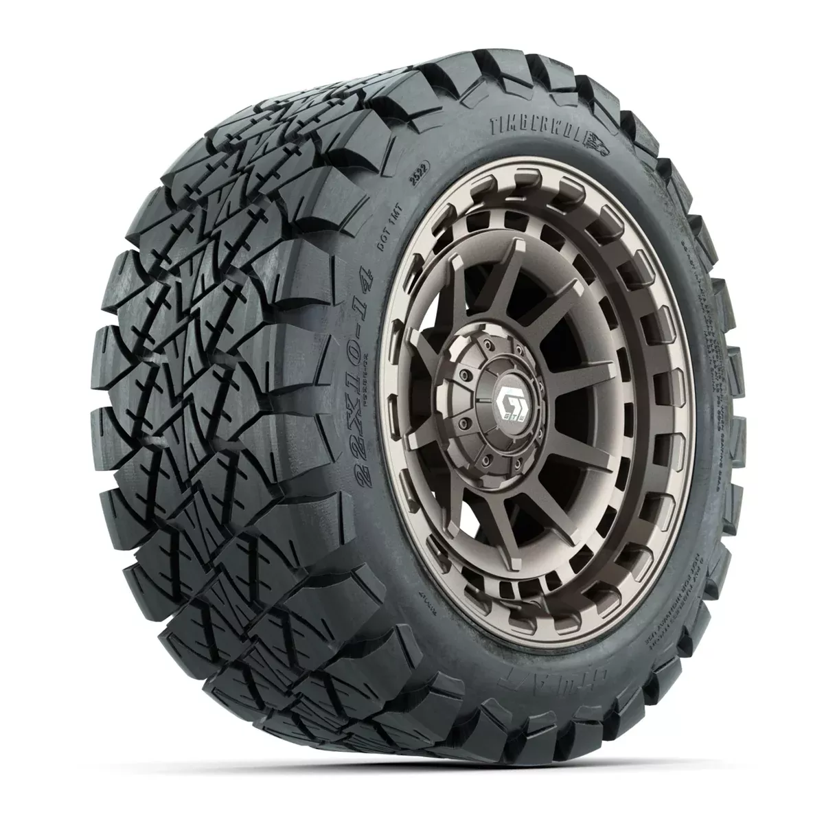 GTW Barricade Satin Bronze 14 in Wheels with 22x10-14 Timberwolf All-Terrain Tires Full Set