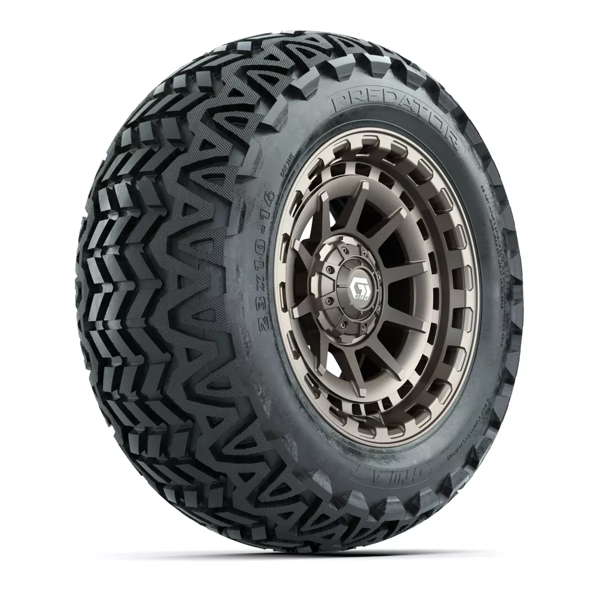 GTW Barricade Satin Bronze 14 in Wheels with 23x10-14 Predator All-Terrain Tires Full Set