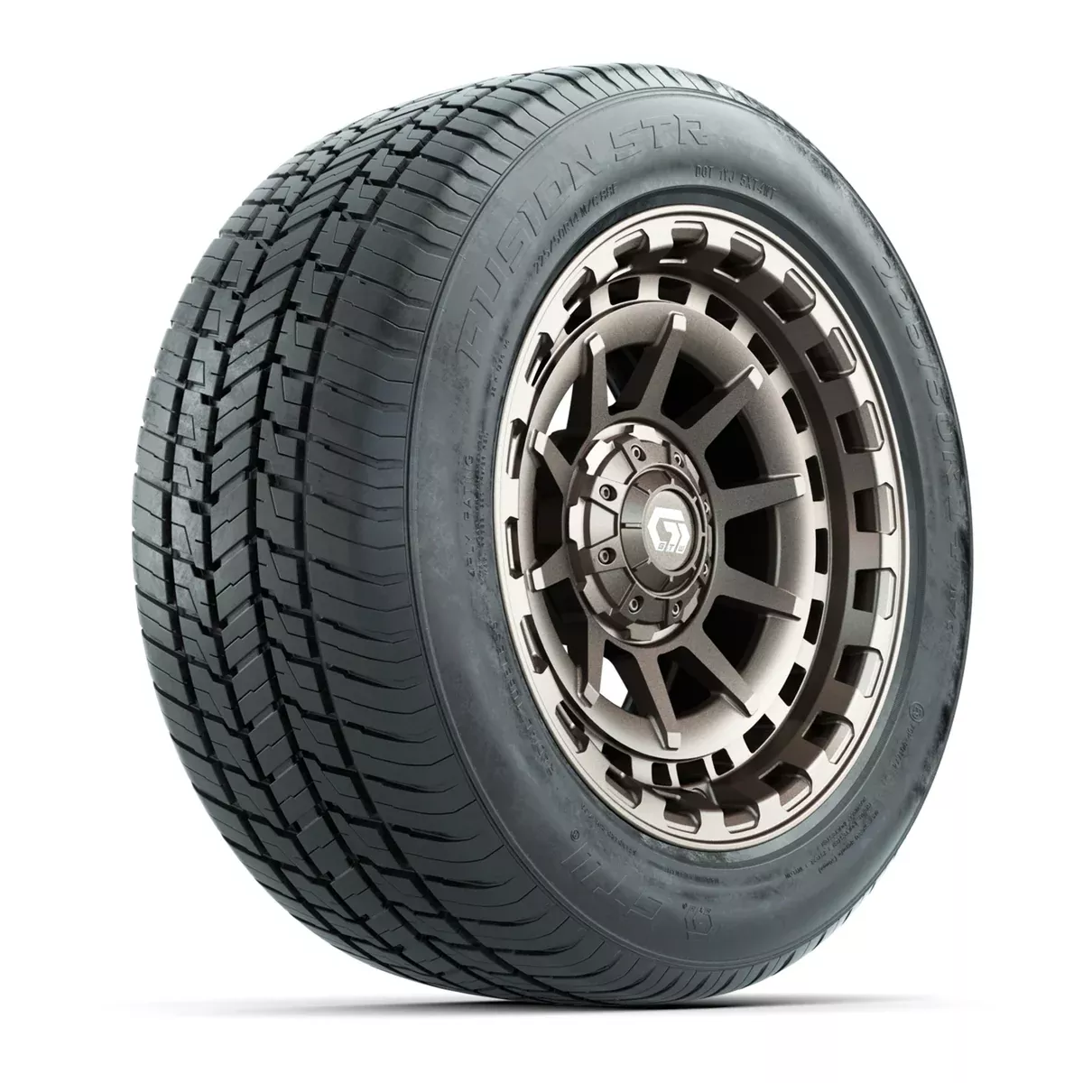 GTW Barricade Satin Bronze 14" Wheels with 225/50-R14 Fusion STR DOT Approved Street Tires - Full Set