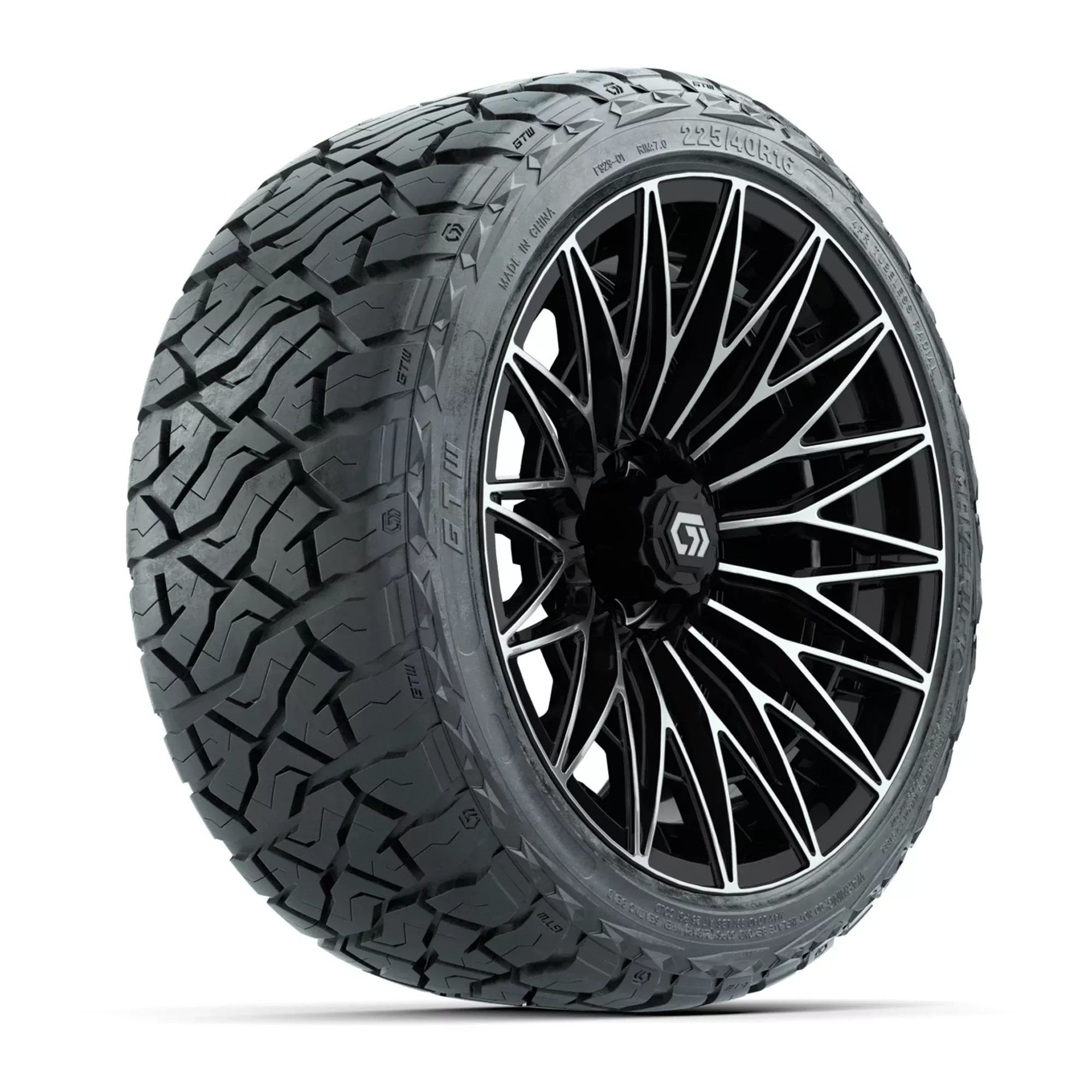 GTW Blur Black/Machined 16 in Wheels with 225/40-R16 Maverick Street Tires - Full Set