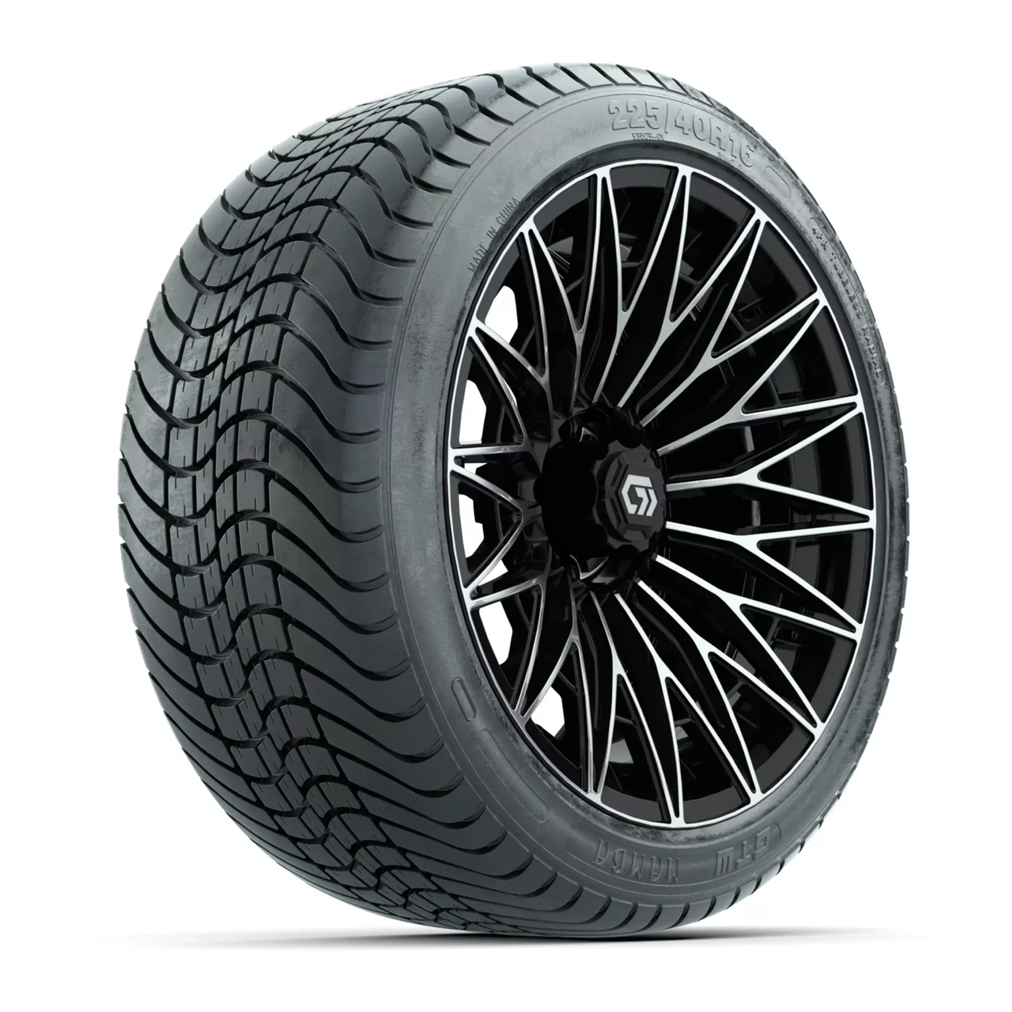 GTW Blur Black/Machined 16" Wheels with 225/40-R16 Maverick Street Tires - Full Set
