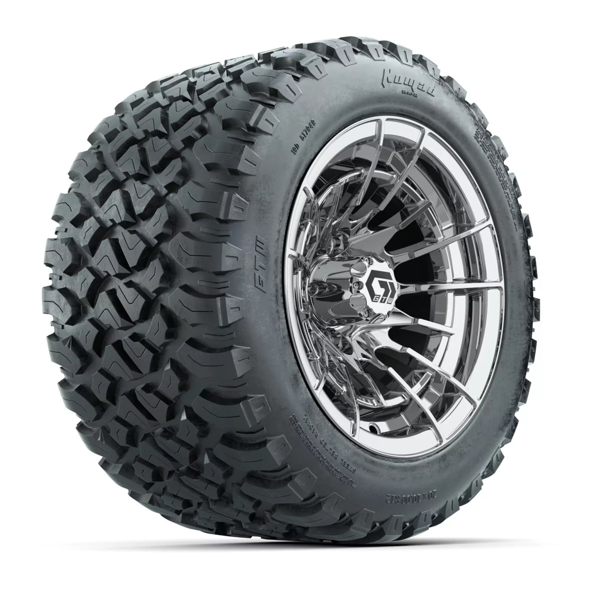 GTW Boost Chrome 12 in Wheels with 20X10-12 Nomad Steel Belt Radial All-Terrain Tires - Full Set