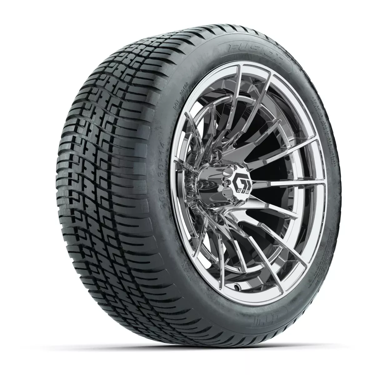 GTW Boost Chrome 14 in Wheels with 205/30-14 Fusion Street Tires Full Set