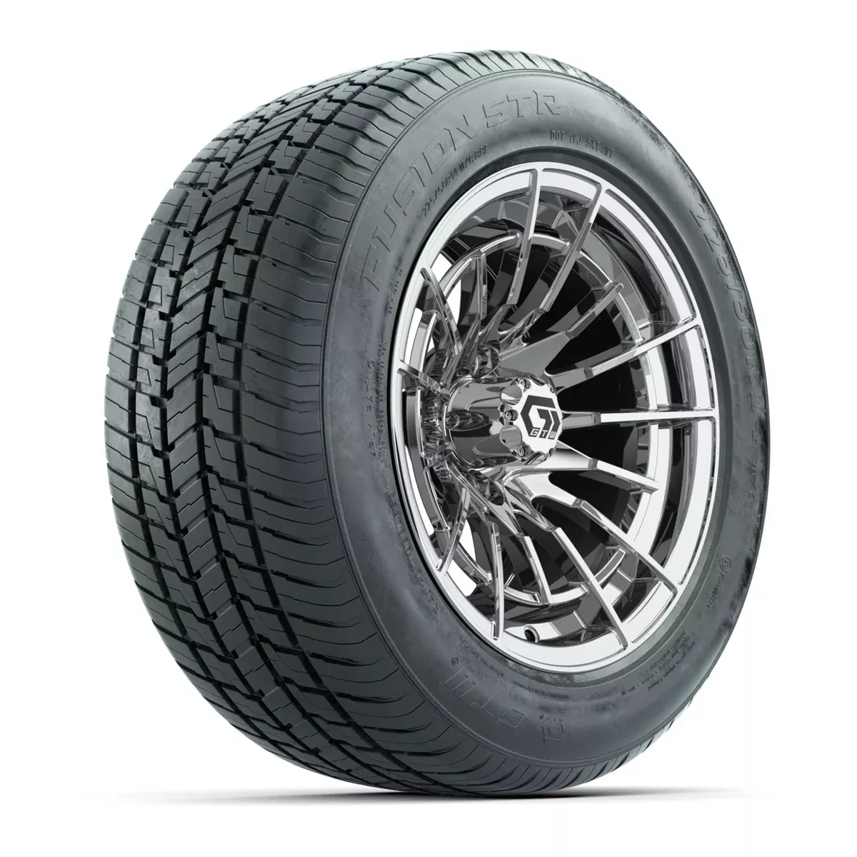GTW Boost Chrome 14" Wheels with 225/50-R14 Fusion STR DOT Approved Street Tires - Full Set