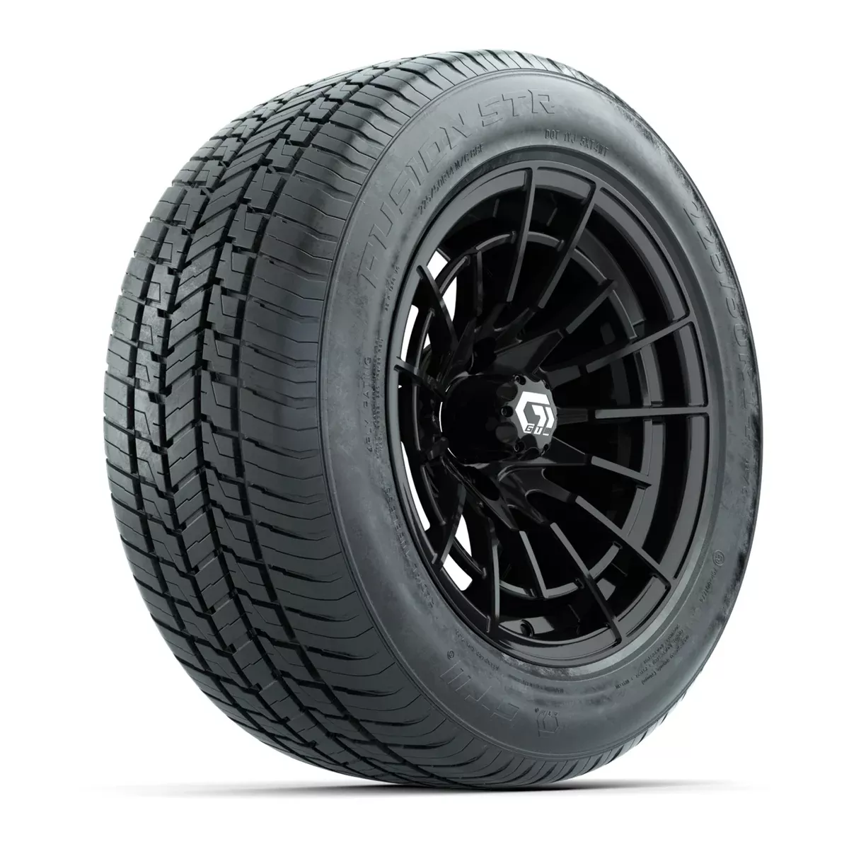GTW Boost Gloss Black 14" Wheels with 225/50-R14 Fusion STR DOT Approved Street Tires - Full Set