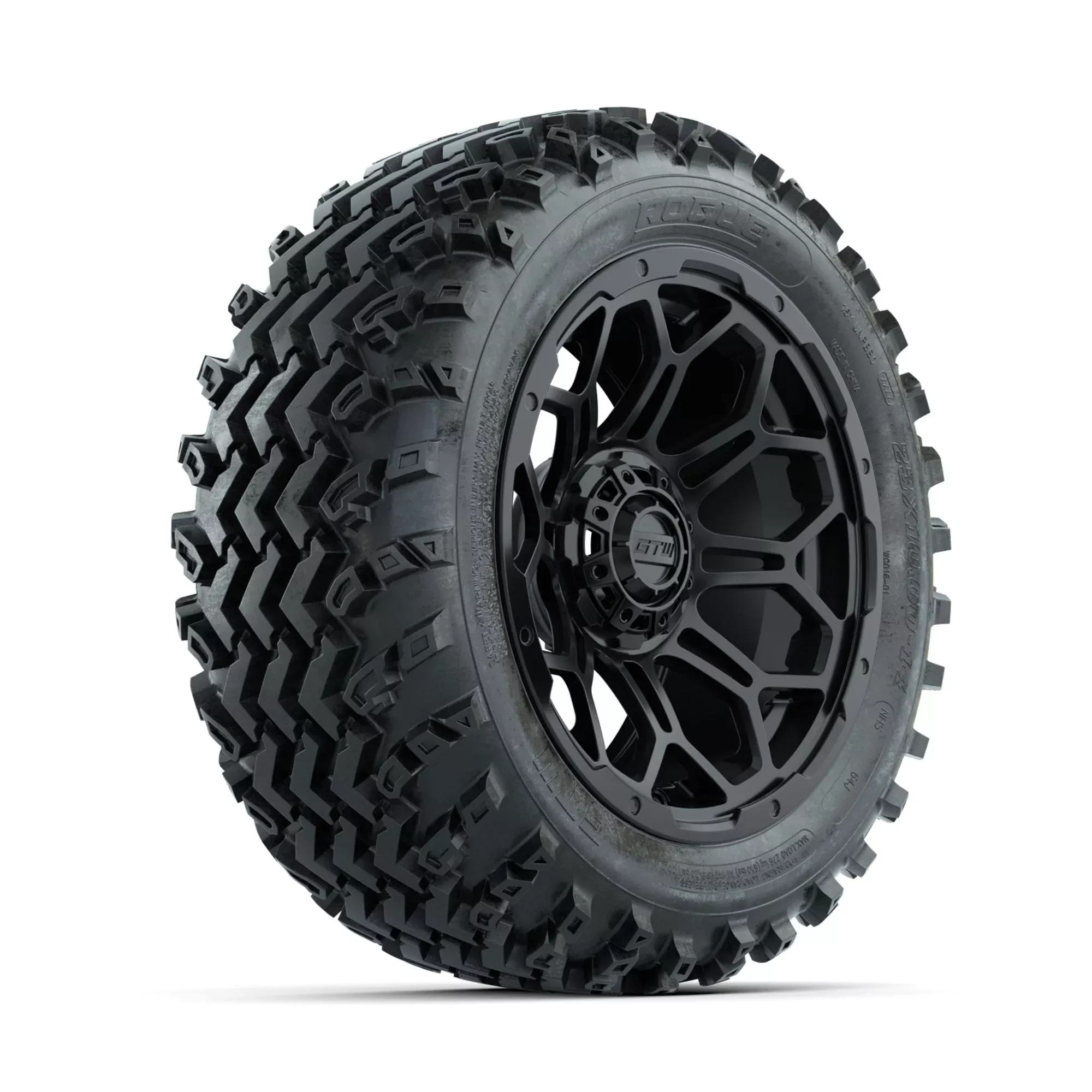 GTW Bravo Matte Black 14 in Wheels with 23x10.00-14 Rogue All Terrain Tires Full Set