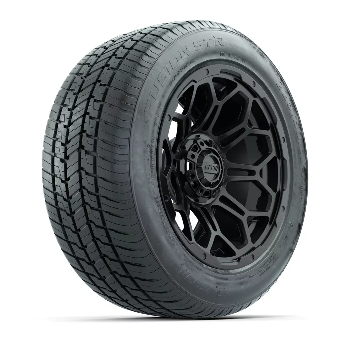 GTW Bravo Matte Black 14" Wheels with 225/50-R14 Fusion STR DOT Approved Street Tires - Full Set