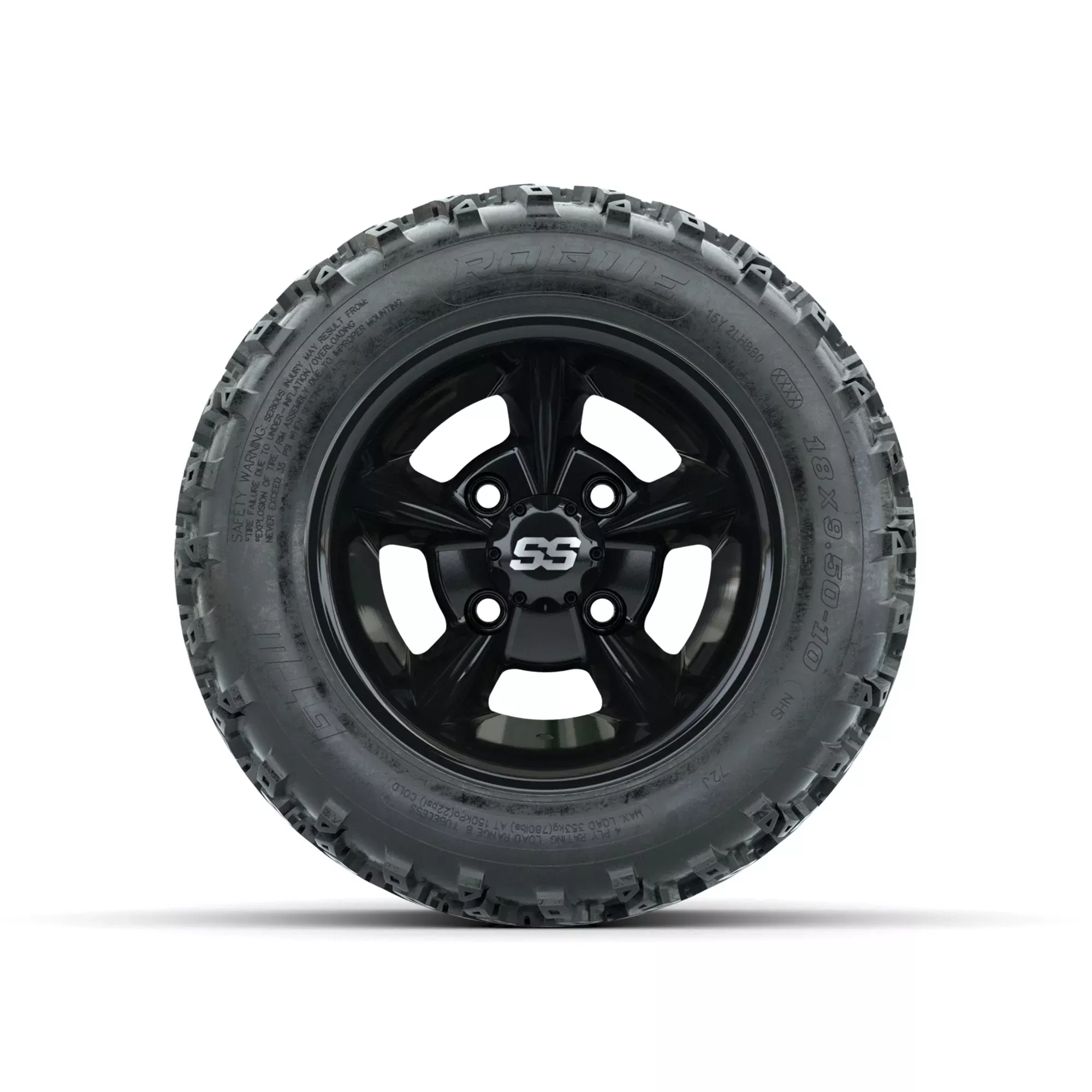 GTW Godfather Black 10 in Wheels with 18x9.50-10 Rogue All Terrain Tires Full Set