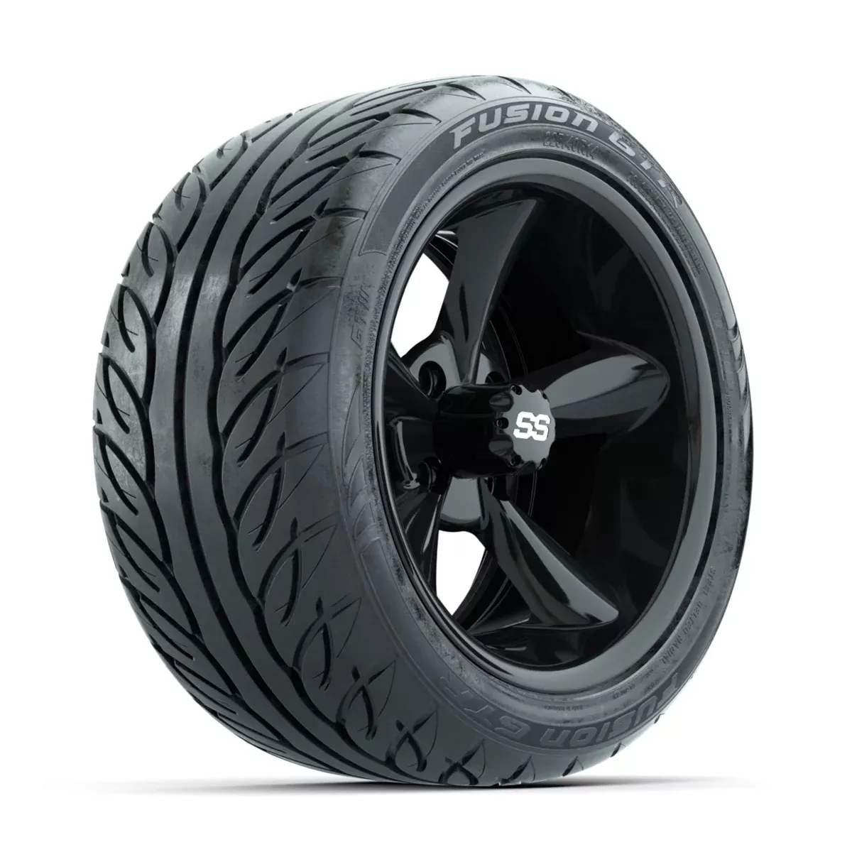 GTW Godfather Black 14 in Wheels with 225/40-R14 Fusion GTR Street Tires Full Set