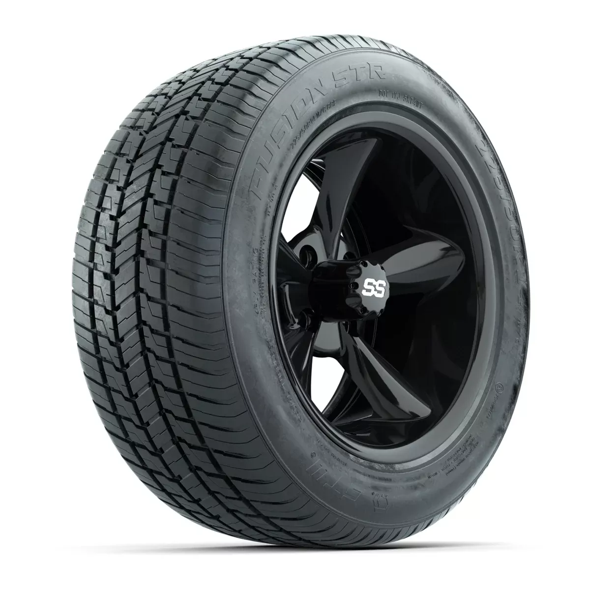 GTW Godfather Black 14" Wheels with 225/50-R14 Fusion STR DOT Approved Street Tires - Full Set