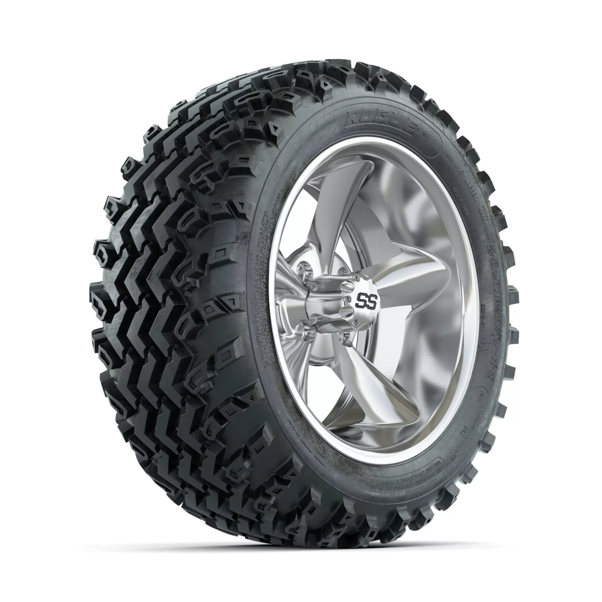 GTW Godfather Chrome 14 in Wheels with 23x10.00-14 Rogue All Terrain Tires Full Set