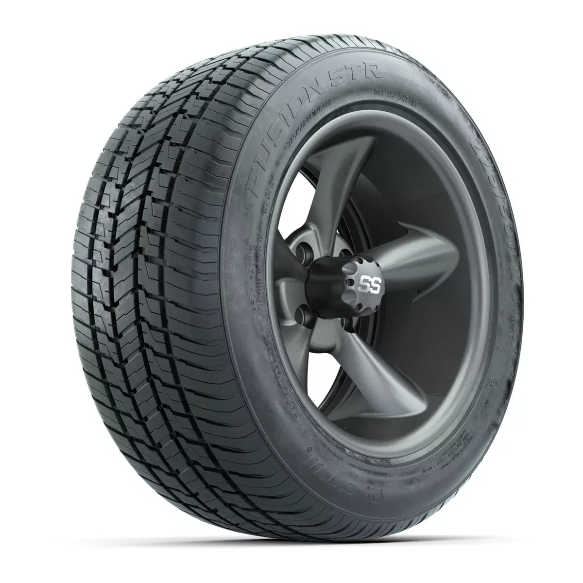 GTW Godfather Matte Gray 14" Wheels with 225/50-R14 Fusion STR DOT Approved Street Tires - Full Set