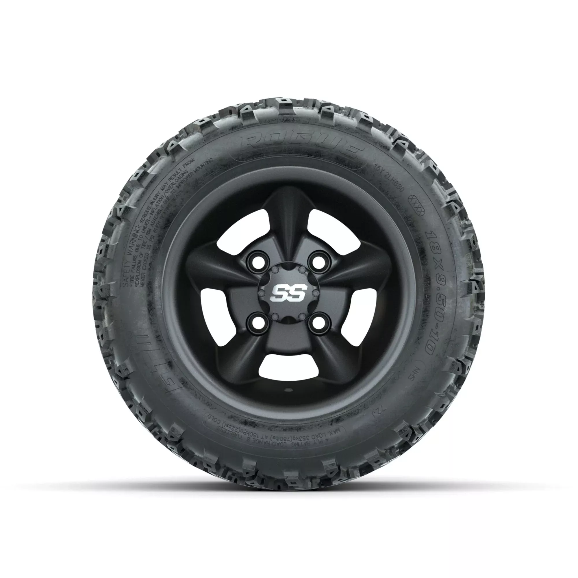 GTW Godfather Matte Grey 10 in Wheels with 18x9.50-10 Rogue All Terrain Tires Full Set