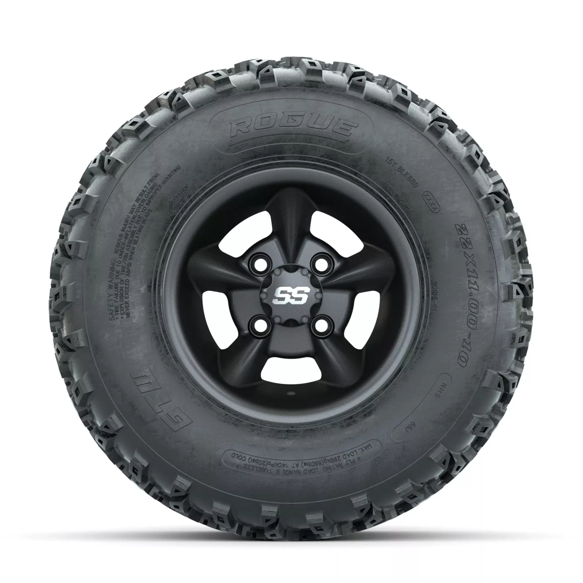 GTW Godfather Matte Grey 10 in Wheels with 22x11.00-10 Rogue All Terrain TiresFull Set