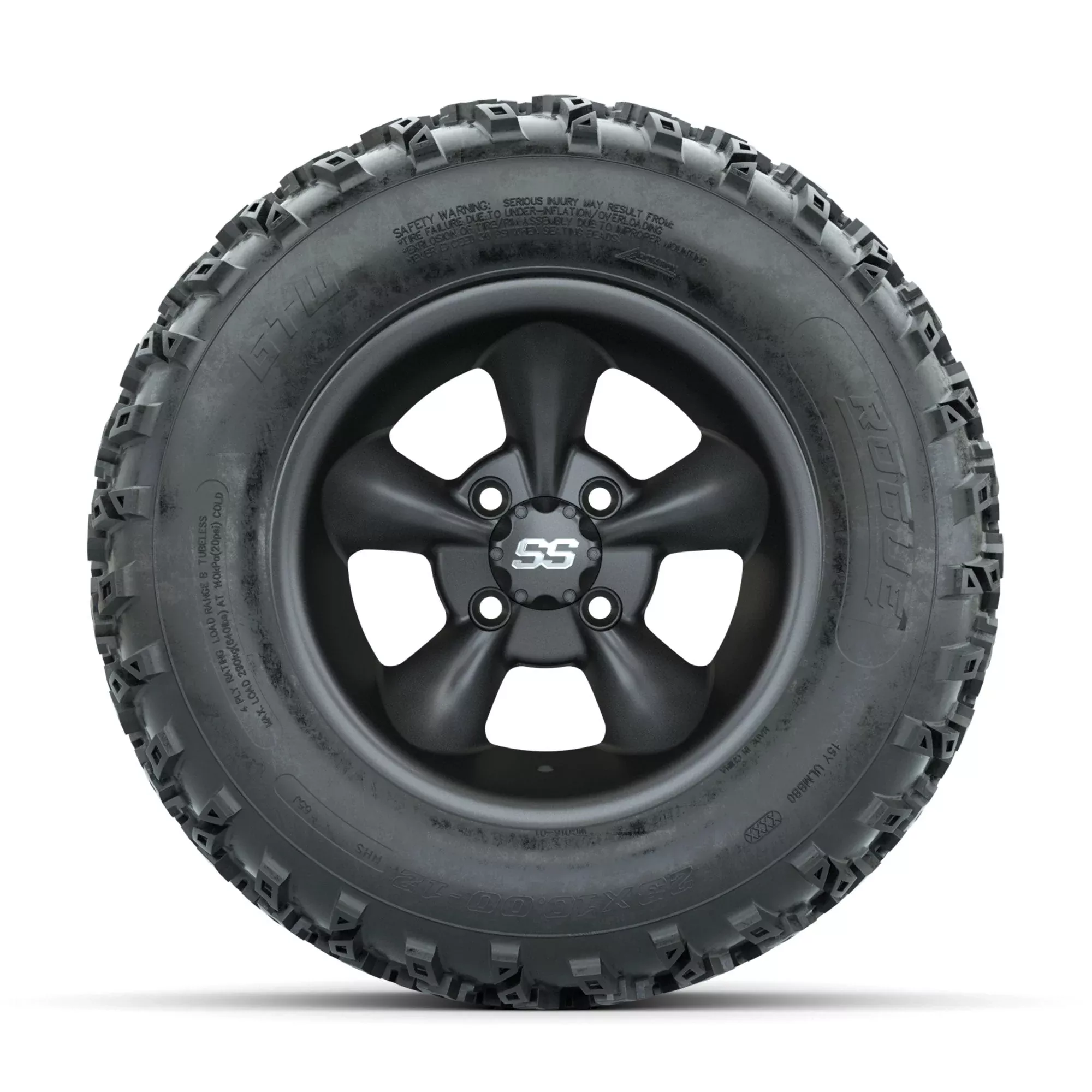 GTW Godfather Matte Grey 12 in Wheels with 23x10.00-12 Rogue All Terrain Tires Full Set
