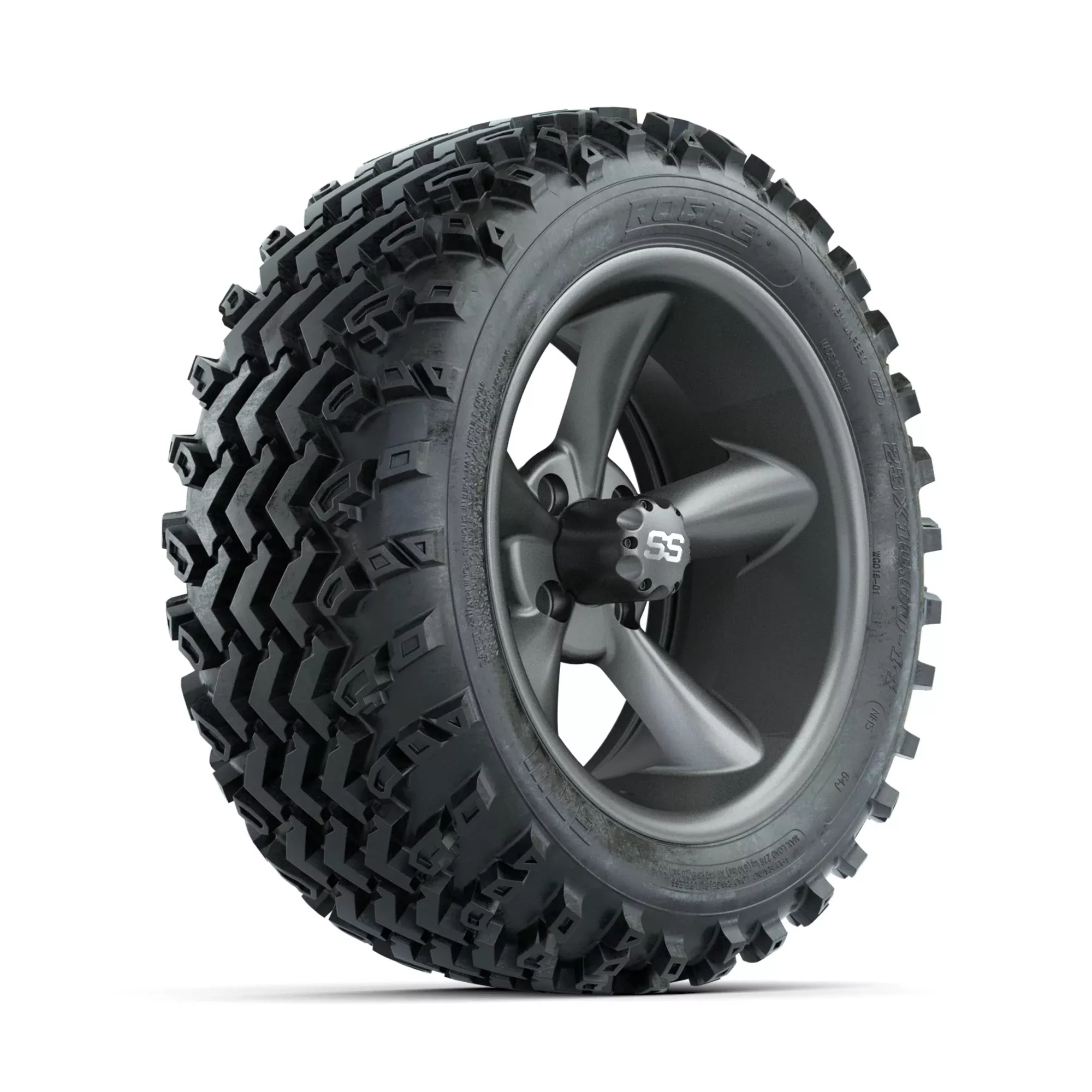 GTW Godfather Matte Grey 14 in Wheels with 23x10.00-14 Rogue All Terrain Tires Full Set