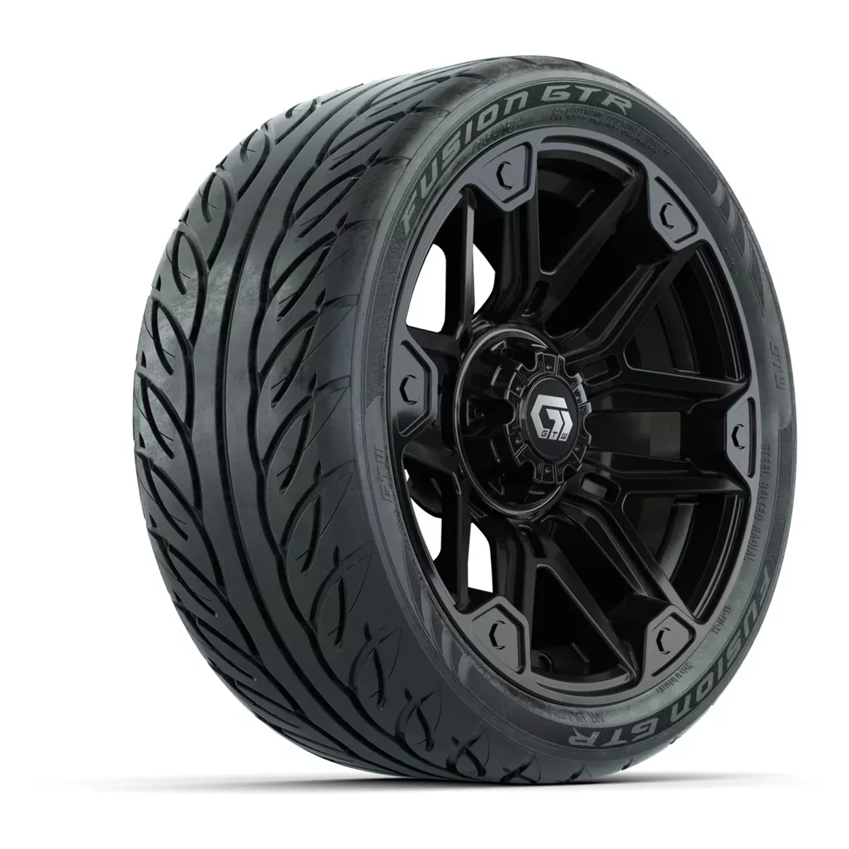 GTW Graffiti Gloss Black 14 in Wheels with 205/40-R14 Fusion GTR Steel Belted Street Tires Full Set