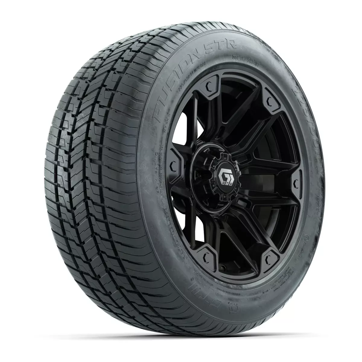 GTW Graffiti Gloss Black 14" Wheels with 225/50-R14 Fusion STR DOT Approved Street Tires - Full Set