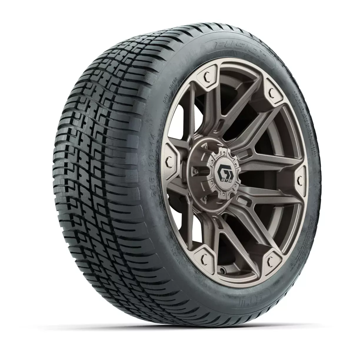 GTW Graffiti Satin Bronze 14 in Wheels with 205/30-14 Fusion Street Tires Full Set