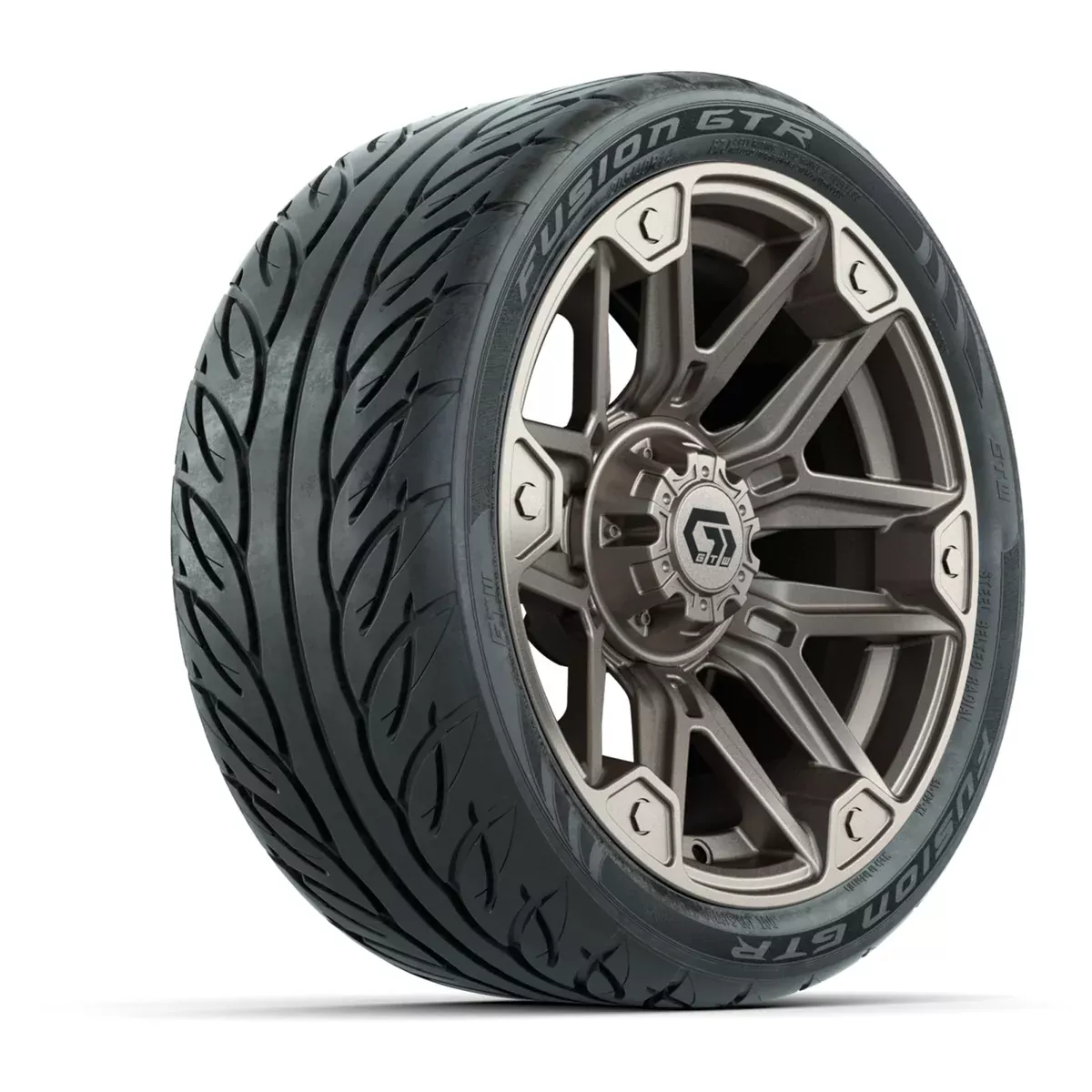 GTW Graffiti Satin Bronze 14 in Wheels with 205/40-R14 Fusion GTR Steel Belted Street Tires Full Set