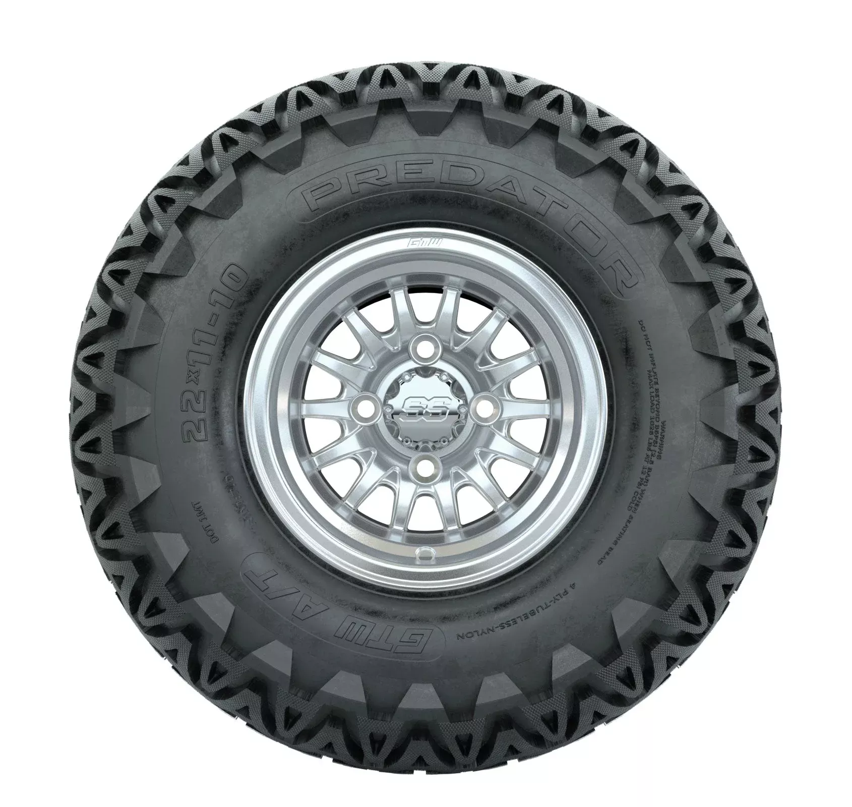 GTW Medusa Silver & Machined 10" / 22x10-10 Predator A/T
