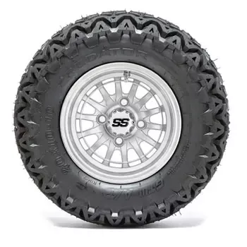GTW Medusa Silver and Machined Wheels with 20in Predator A-T Tires - 10 Inch