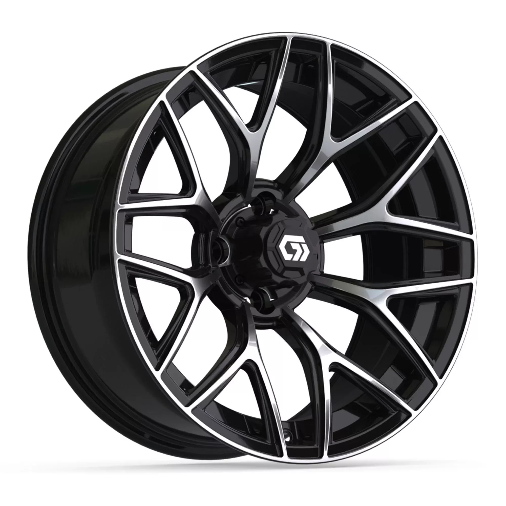 GTW Monaco Black & Machined 16" Golf Cart Wheel