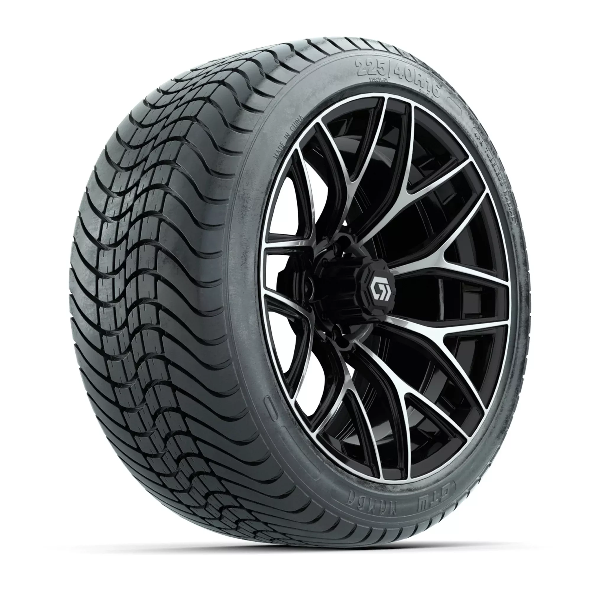 GTW Monaco Black/Machined 16" Wheels with 225/40-R16 Mamba Street Tires - Full Set