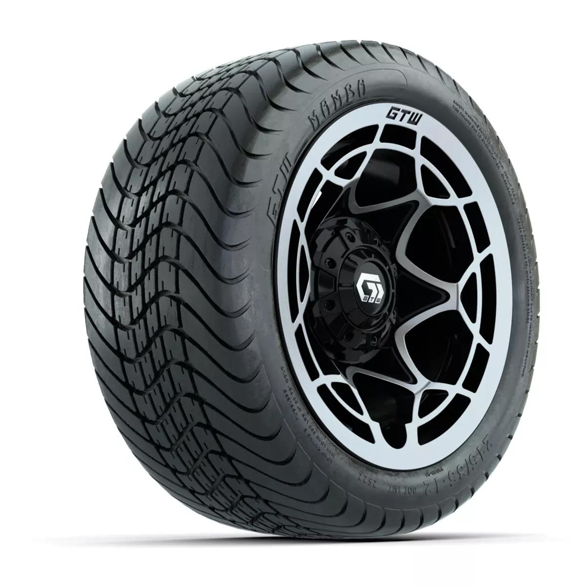 GTW Nexus Gloss Black 12 in Wheels with 215/35-12 Mamba Street Tires Full Set