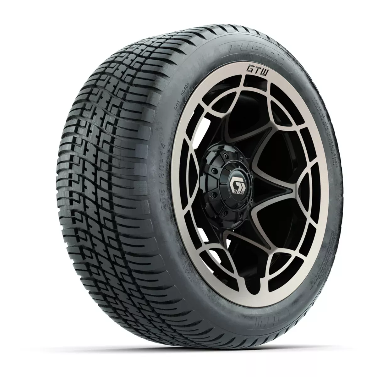 GTW Nexus Gloss Black/Bronze 14 in Wheels with 205/30-14 Fusion Street Tires Full Set
