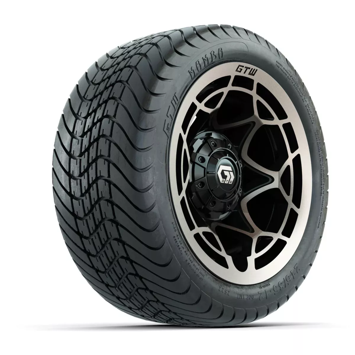 GTW Nexus Gloss Black/Satin Bronze 12 in Wheels with 215/35-12 Mamba Street Tires Full Set