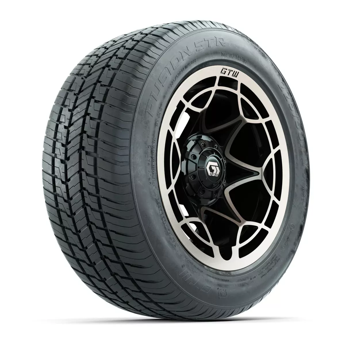 GTW Nexus Gloss Black and Satin Bronze 14" Wheels with 255/50-R14 Fusion STR DOT Approved Street Tires - Full Set