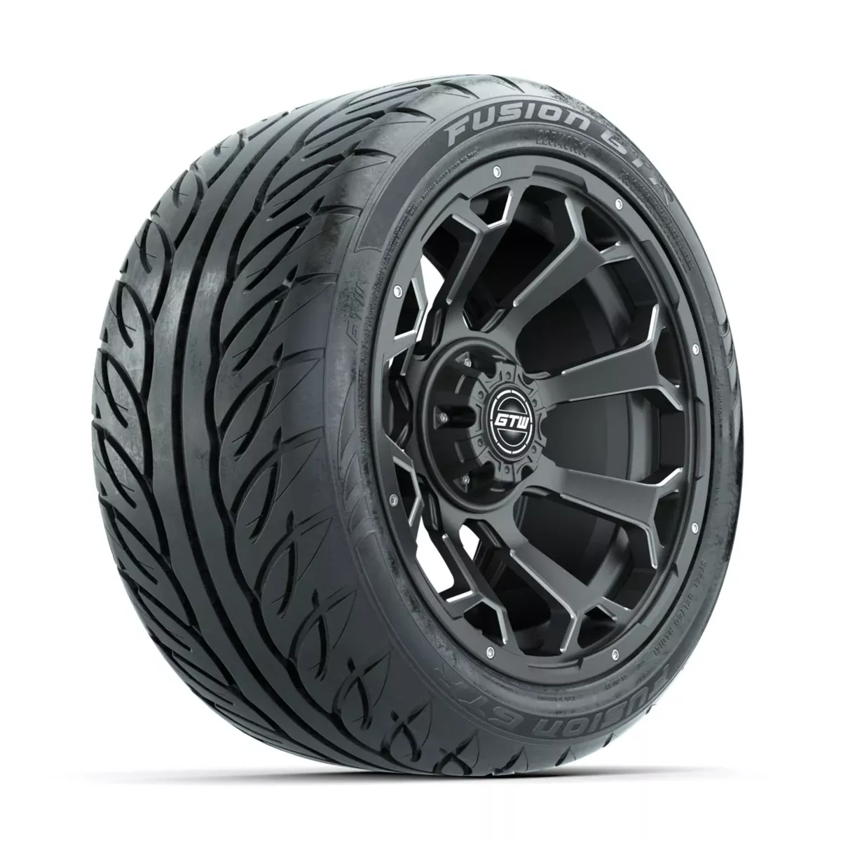 GTW Raven Off-Road Matte Grey 14 in Wheels with 225/40-R14 Fusion GTR Street Tires Full Set