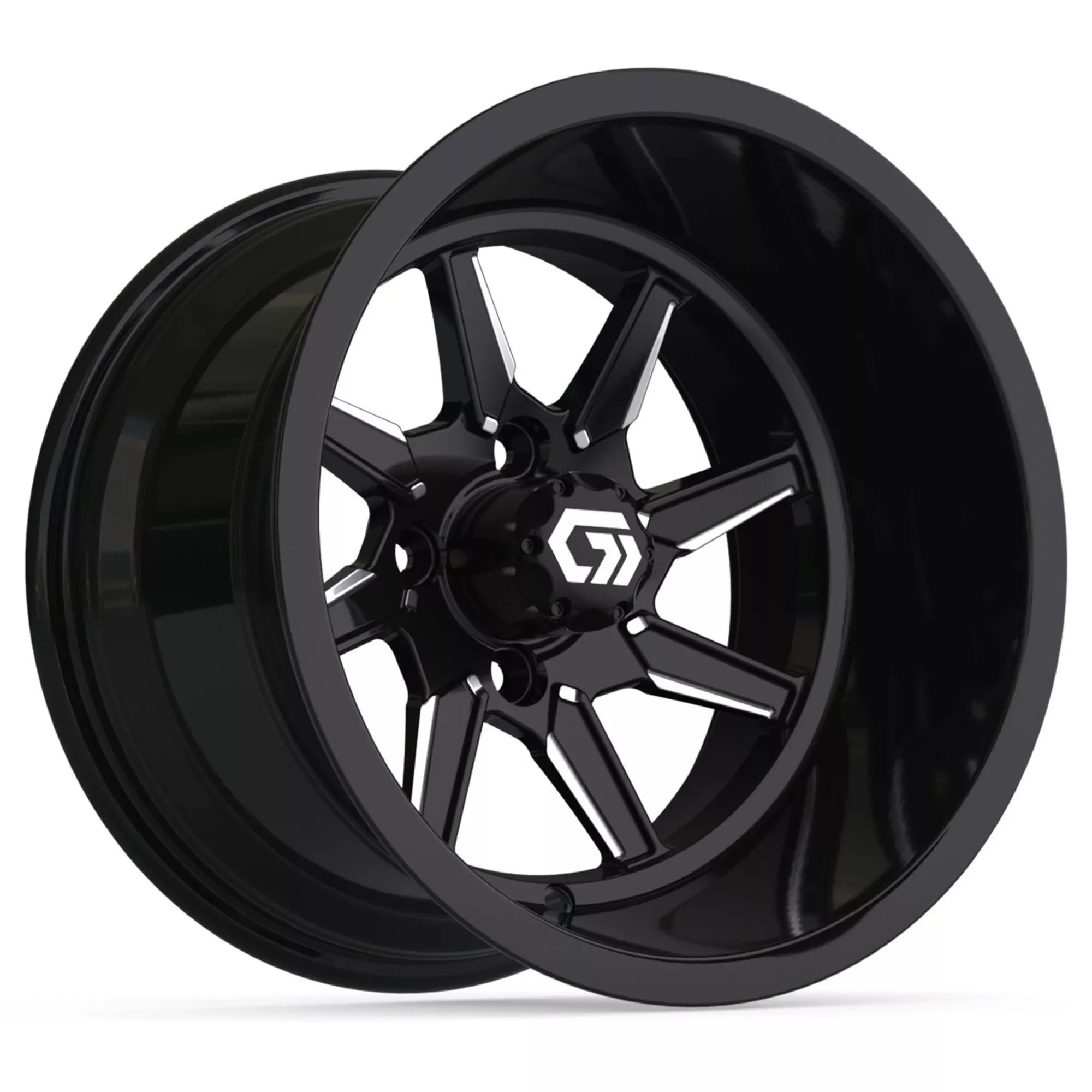 GTW Reaper Black & Machined 14" Golf Cart Wheel - Single | Deep Dish