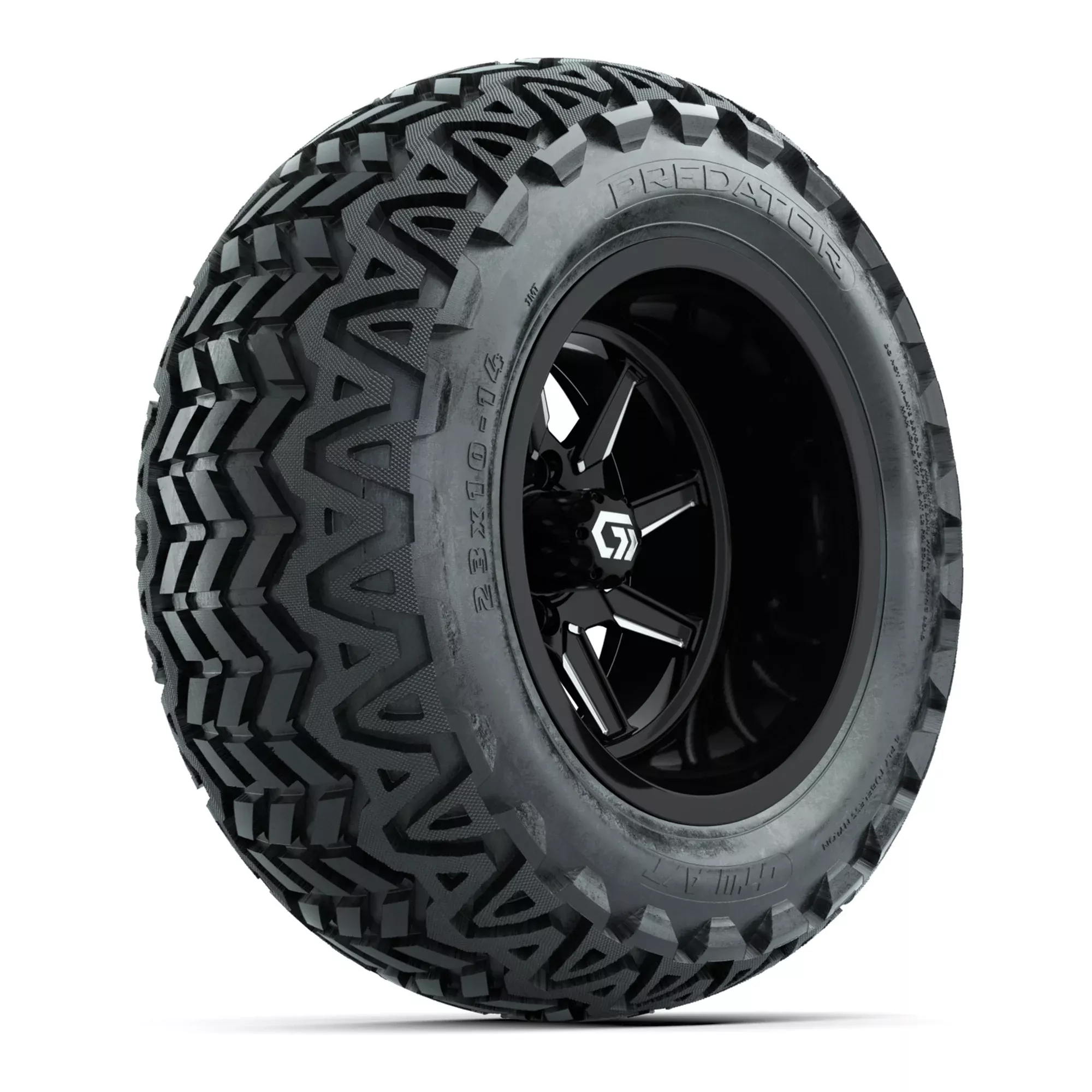 GTW Reaper Black & Machined 14" Golf Cart Wheels & 23X10-14 Predator A/T Tires – Set of 4