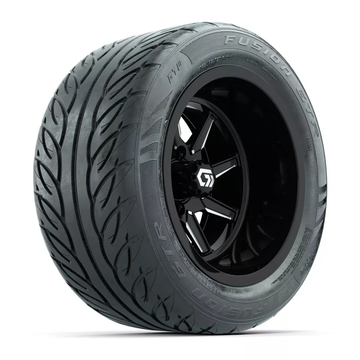 GTW Reaper Black/Machined 14x9 Wheels with 255/45-R14 Fusion GTR Street Tires - Set of 4