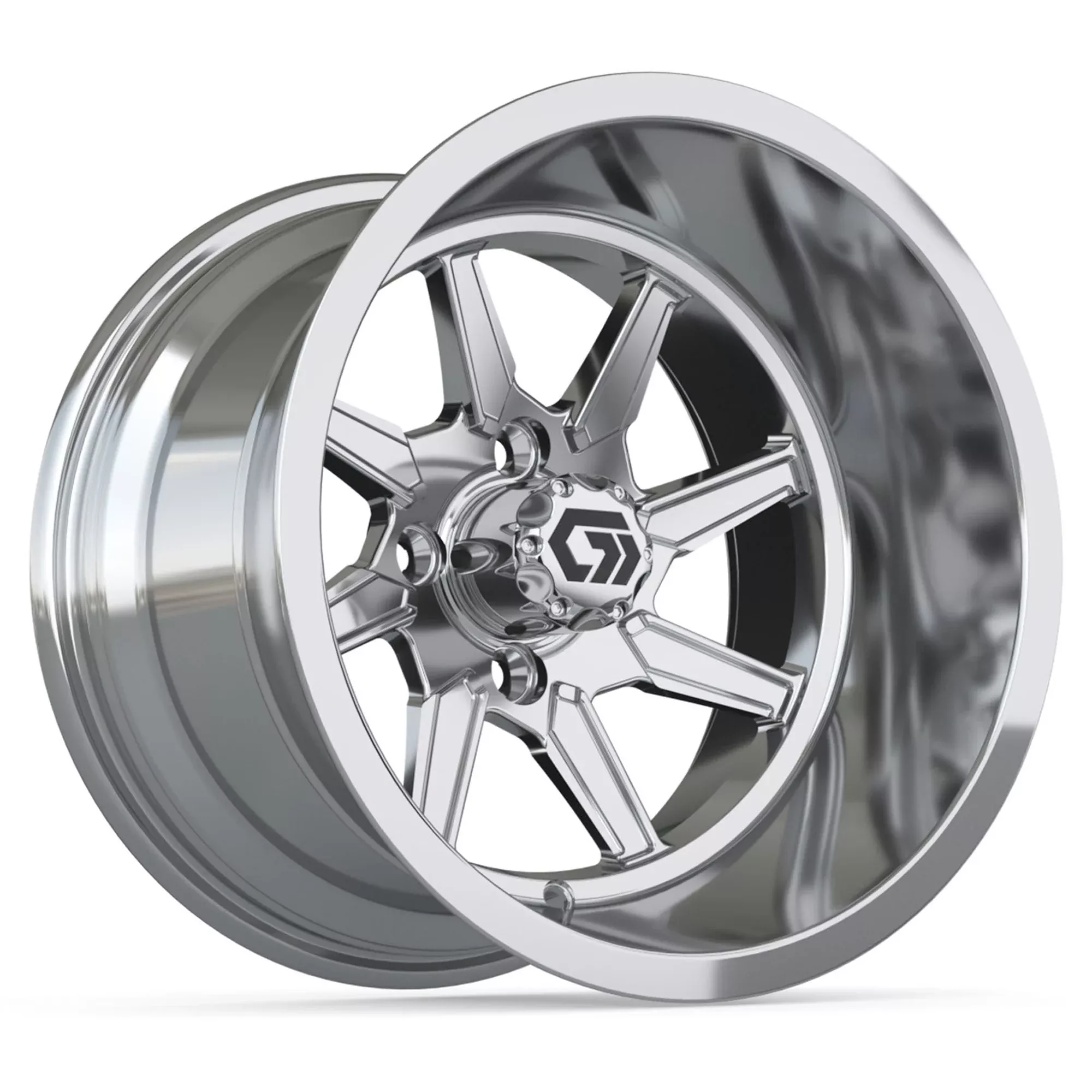 GTW Reaper Chrome 14" Golf Cart Wheel - Single | Deep Dish